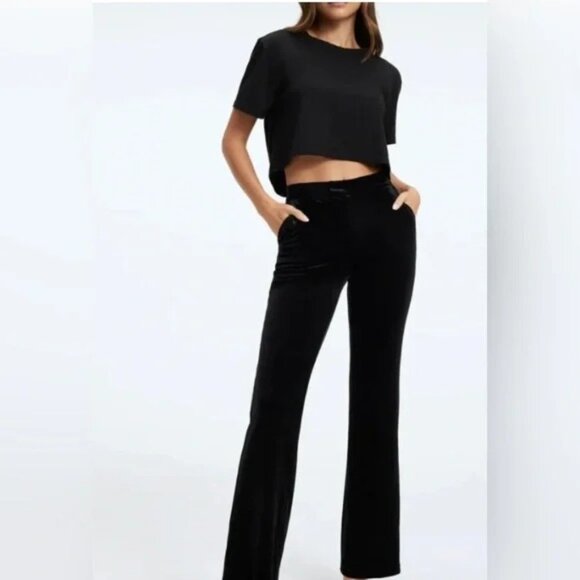 ESCADA Black Velvet Straight Leg Pants Size 44 - Picture 1 of 13